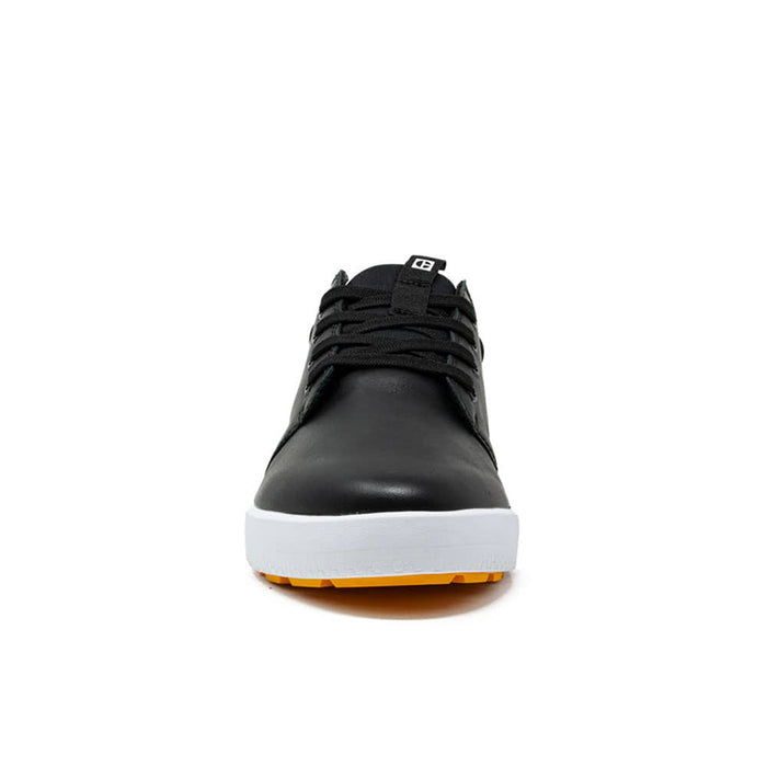 Men's black lace-up high-top sneakers with padded collar and white sole
