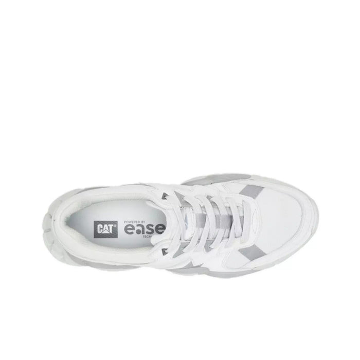 White lace-up sneakers with cushioned tongue and CAT ease label