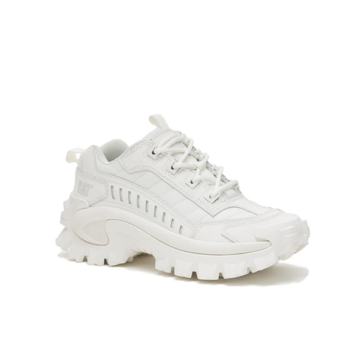 White women's chunky sneakers with lace-up front and molded rubber sole