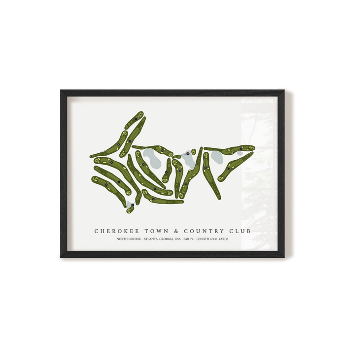 Cherokee Town & Country Club - North Course | Golf Course Map | Black Frame