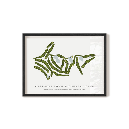 Cherokee Town & Country Club - North Course | Golf Course Map | Black Frame