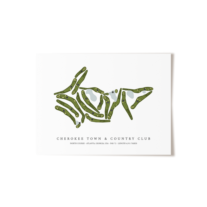 Cherokee Town & Country Club - North Course | Golf Course Map | Unframed