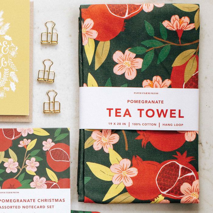 Christmas Pomegranate Tea Towel