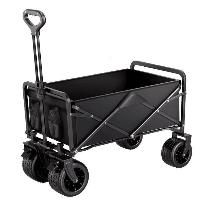 Collapsible Garden Utility Wagon Cart, Foldable with Adjustable Handle for Outdoor Yard, Camping, Beach