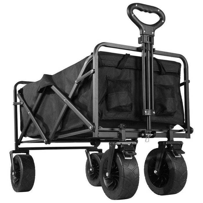 Collapsible Garden Utility Wagon Cart, Foldable with Adjustable Handle for Outdoor Yard, Camping, Beach