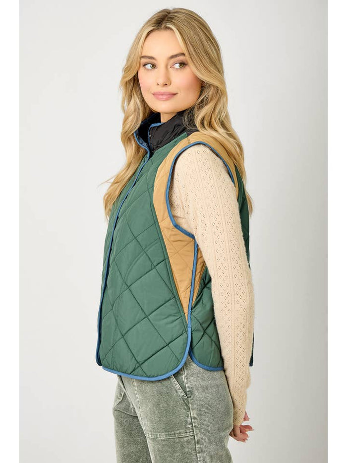Color Block Vest - Green