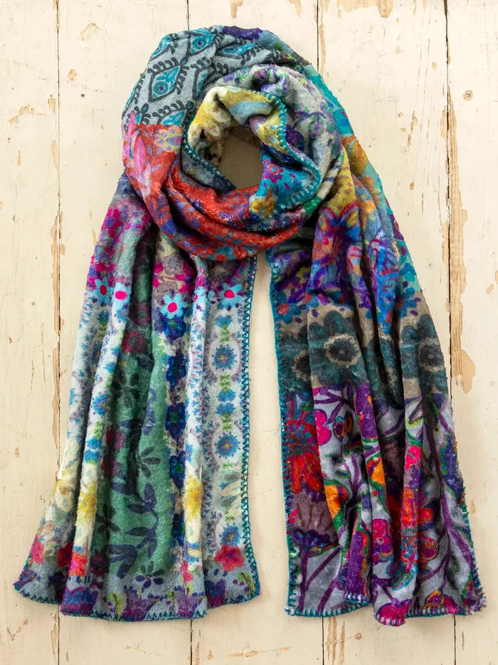 Cozy Blanket Scarf - Mandala Borders Patchwork-view 1