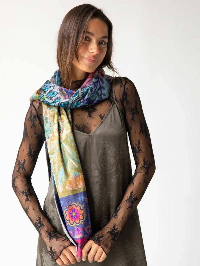 Cozy Blanket Scarf - Mandala Borders Patchwork-view 3