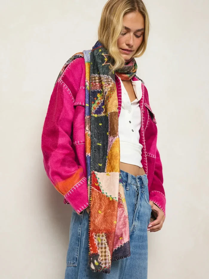 Cozy Blanket Scarf - Brimfield Patchwork Multi-view 2
