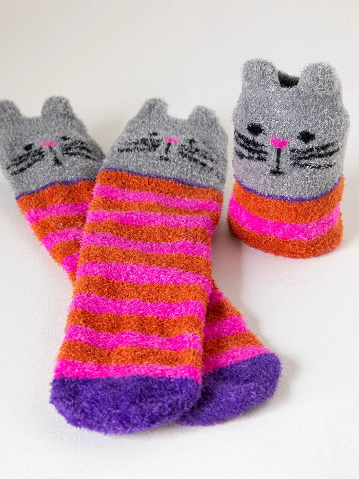 Cozy Socks - Hot Pink Cat-view 2