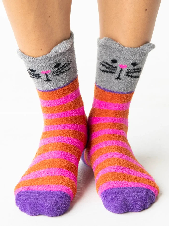 Cozy Socks - Hot Pink Cat-view 3