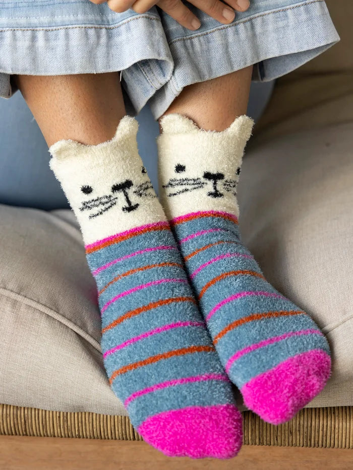 Cozy Socks - White Cat-view 1