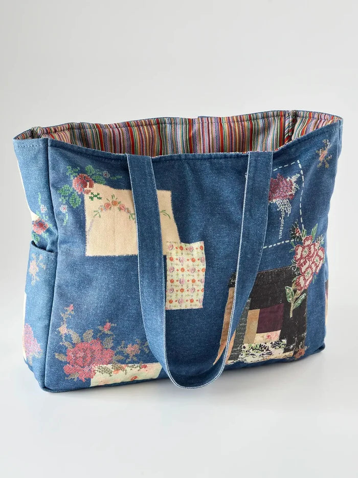 Denim Tote Bag - Large Denim Western Craft-view 2
