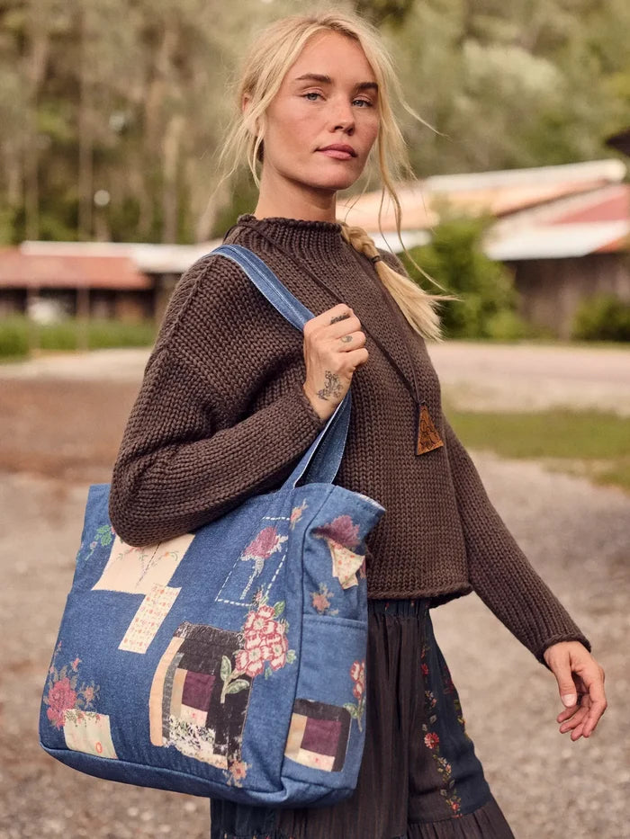 Denim Tote Bag - Large Denim Western Craft-view 3