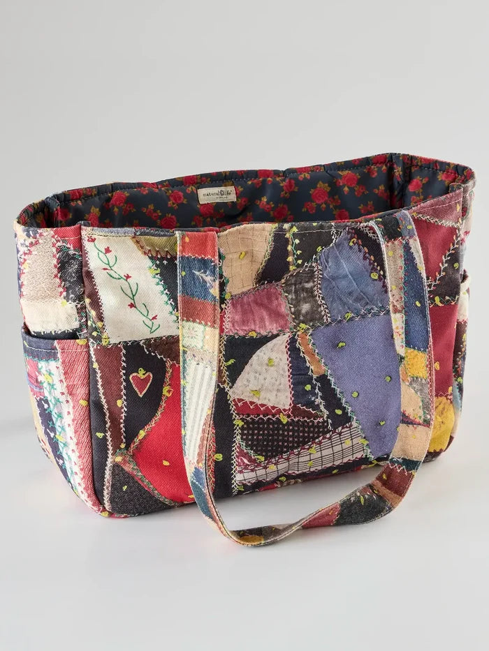 Denim Tote Bag - Medium Brimfield Patchwork Multi-view 3