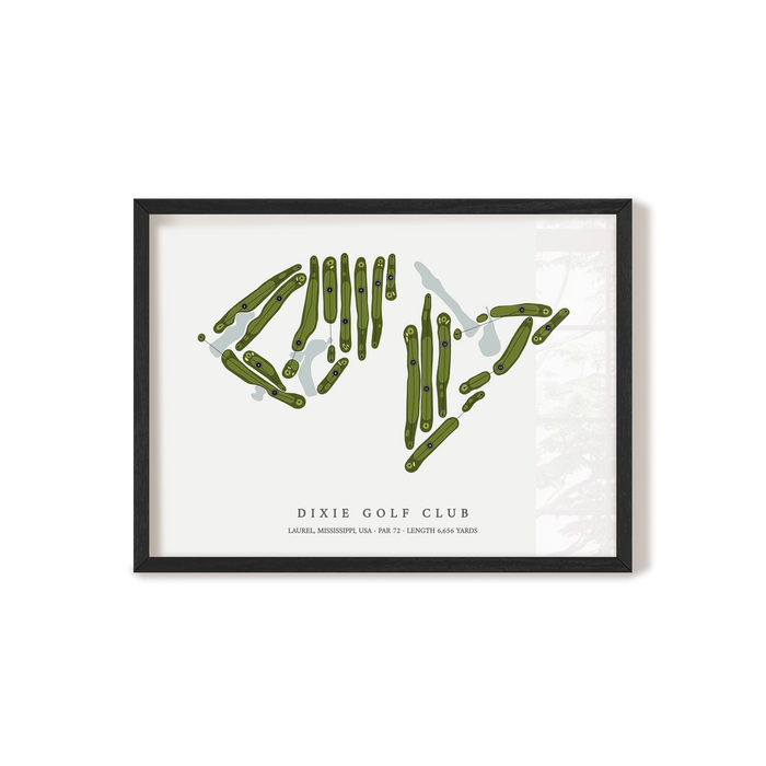 Dixie Golf Club | Golf Course Map | Black Frame
