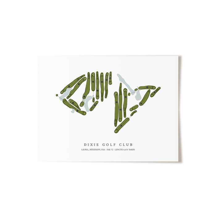 Dixie Golf Club | Golf Course Map | Unframed