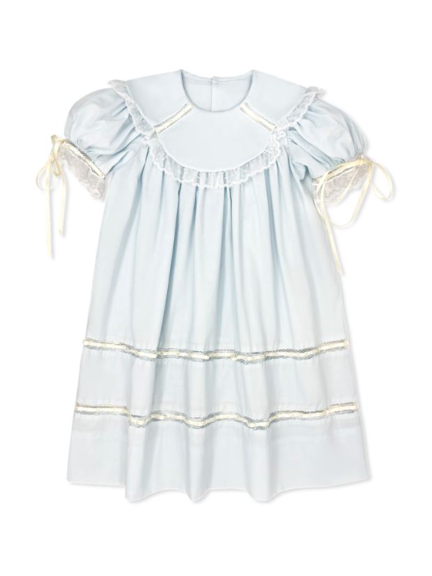 Donahue Dress/Blessings Blue, Ecru