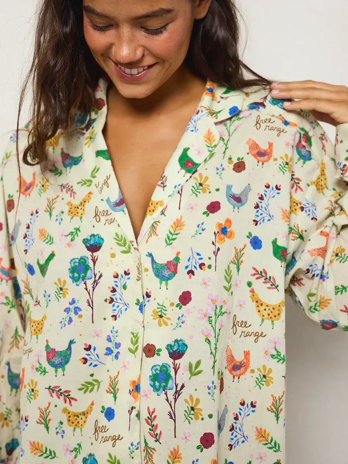 Dreamy Cotton Nightshirt - Free Range Chickens-view 2