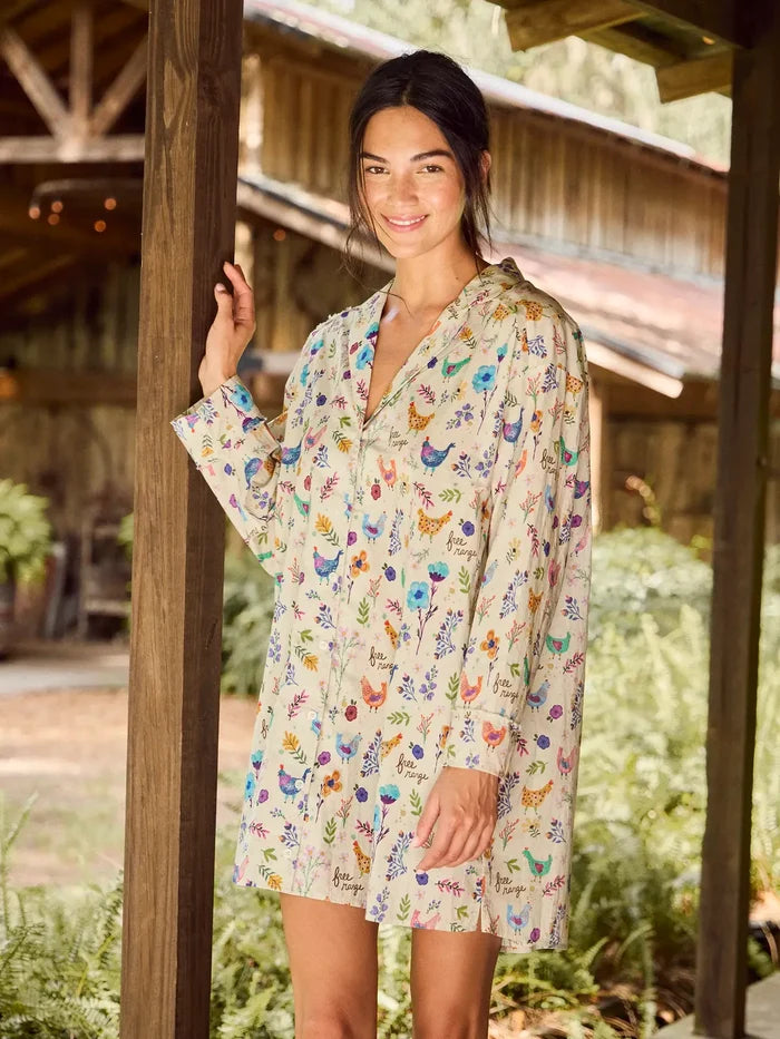 Dreamy Cotton Nightshirt - Free Range Chickens-view 5