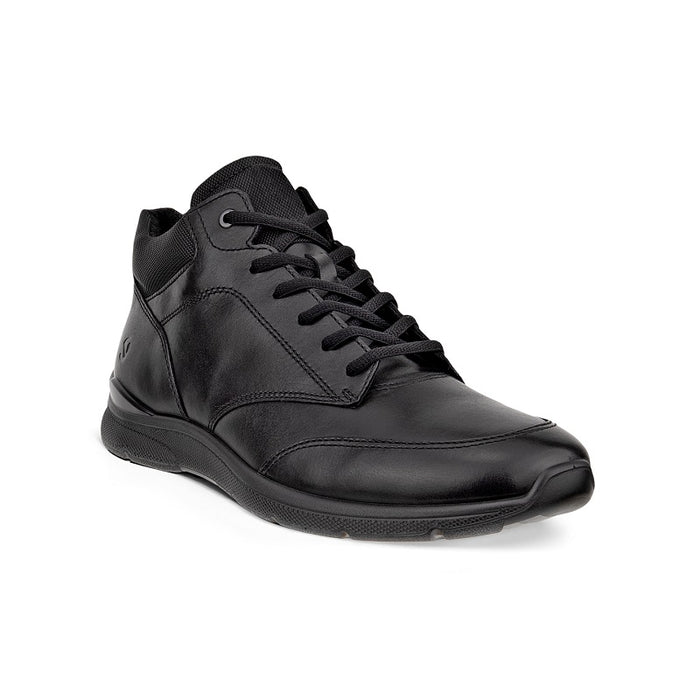ECCO Irving men’s ankle boots in black leather with lace-up front and cushioned sole