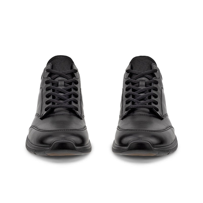 ECCO Irving men’s ankle boots, black leather lace-up shown from front pair view