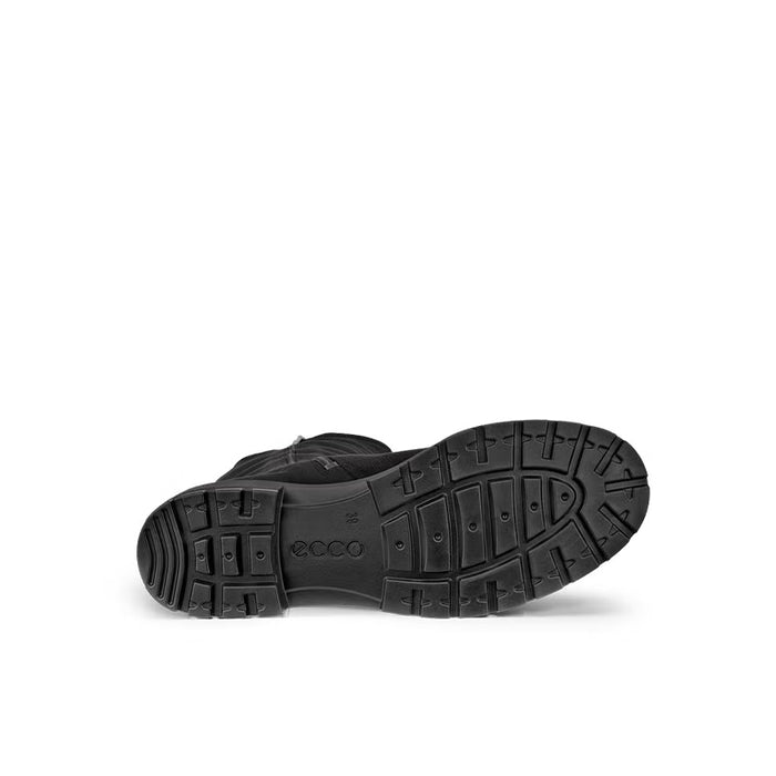 Black boot outsole with tread pattern and ECCO logo