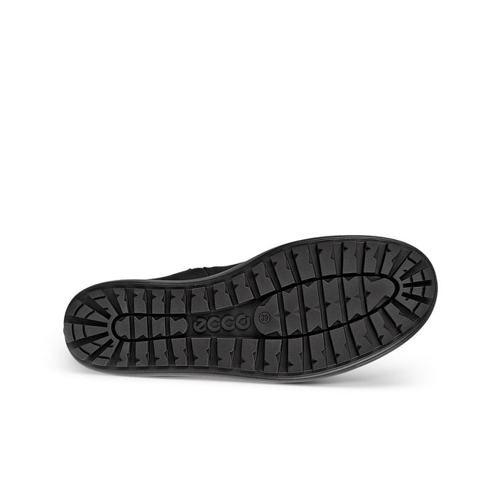 Black Chelsea boot outsole with deep lug tread pattern