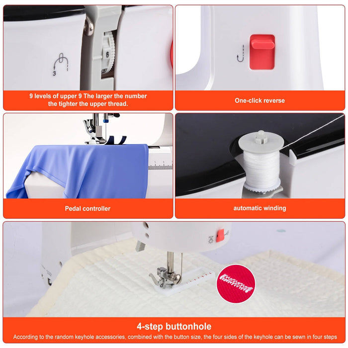 Electric Portable Sewing Machine for Beginners, 12 Built in Stitches with Extension Table