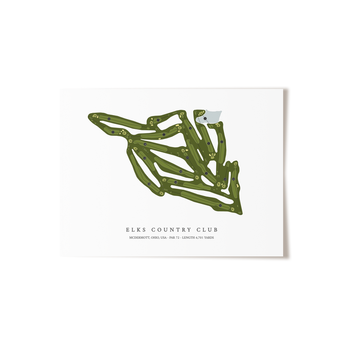 Elks Country Club | Golf Course Map | Unframed
