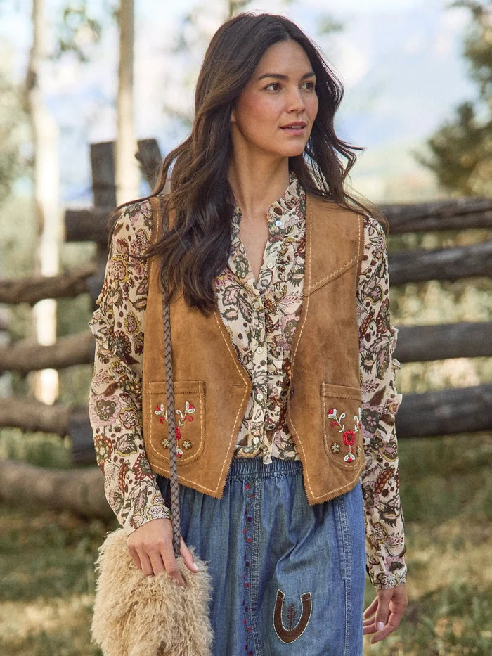 Ella Vegan Suede Vest - Whiskey-view 3