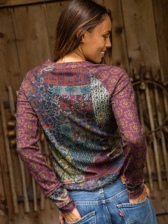 Elle Raglan Thermal Top - Mandala Borders Patchwork-view 3