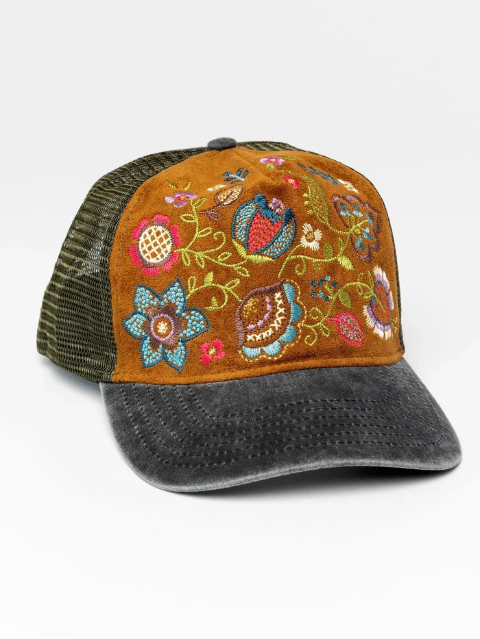 Embroidered Trucker Hat - Camel-view 1