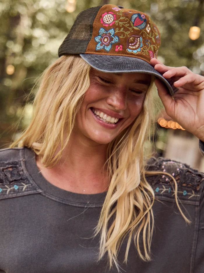 Embroidered Trucker Hat - Camel-view 2