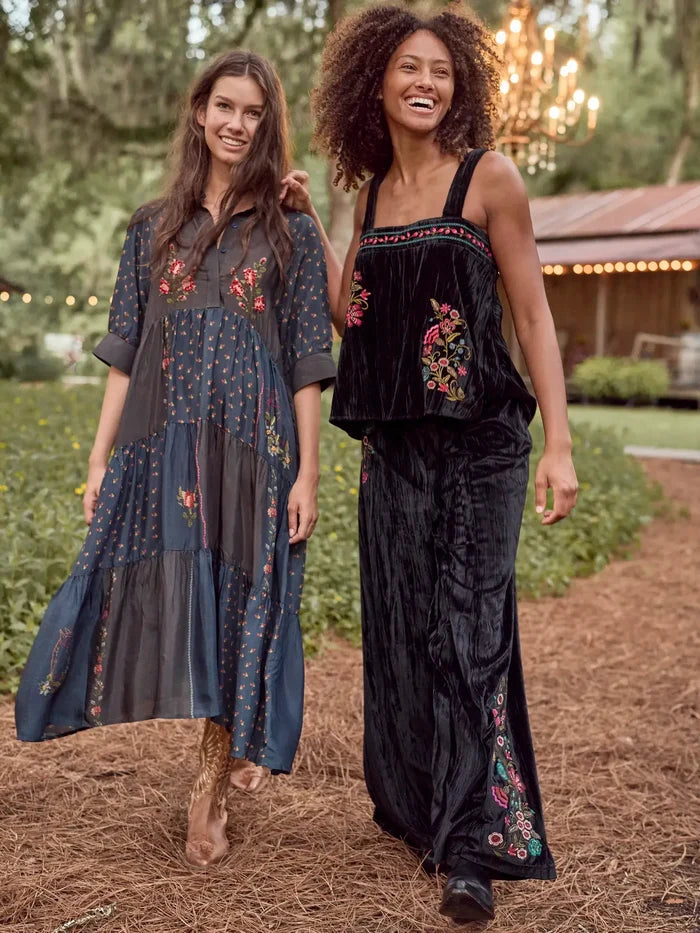 Embroidered Velvet Top - Black Mystic Meadow-view 2