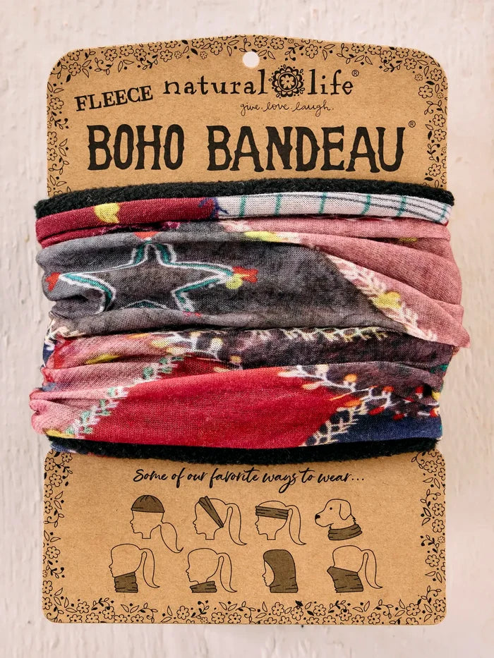 Fleece Boho Bandeau® Headband - Brimfield Patchwork Multi-view 1