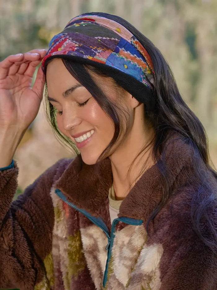 Fleece Boho Bandeau® Headband - Brimfield Patchwork Multi-view 2