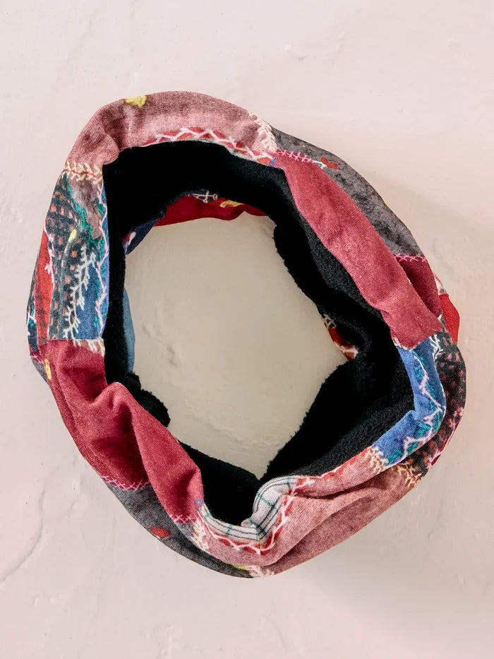 Fleece Boho Bandeau® Headband - Brimfield Patchwork Multi-view 4