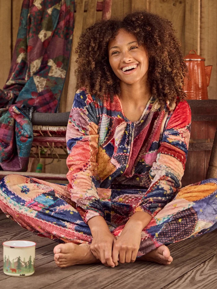 Fleece Onesie Pajamas - Brimfield Patchwork Multi-view 1