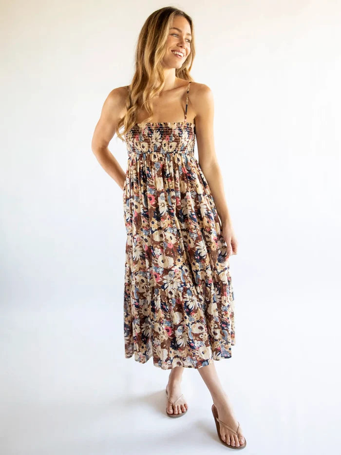 Flora Convertible Skirt - Brown Navy Floral-view 2
