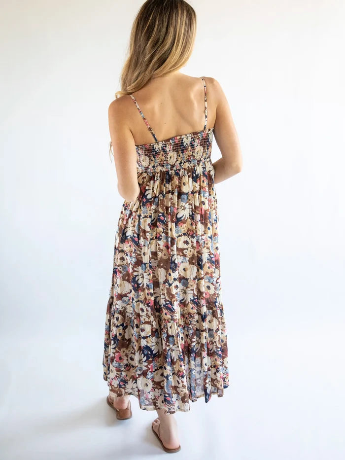 Flora Convertible Skirt - Brown Navy Floral-view 5