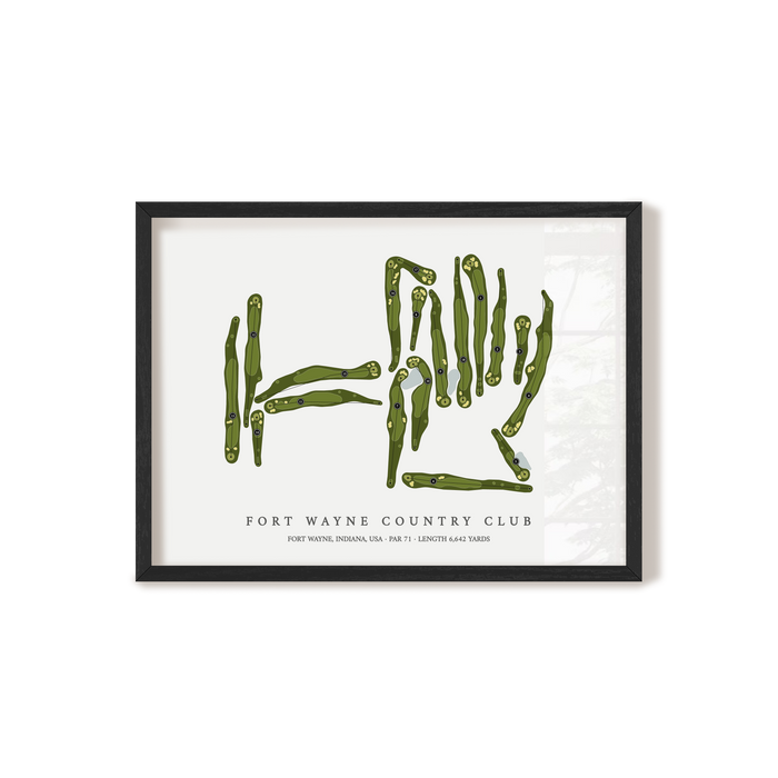 Fort Wayne Country Club | Golf Course Map | Black Frame