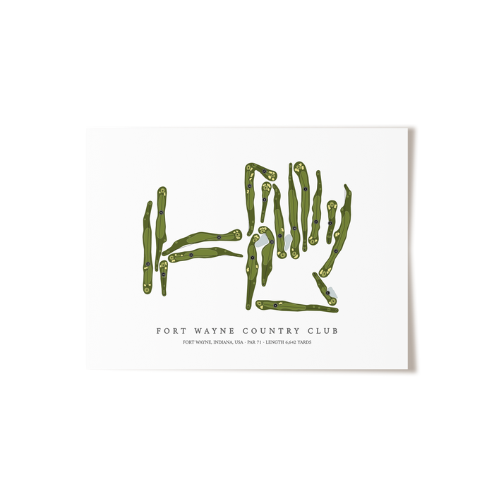 Fort Wayne Country Club | Golf Course Map | Unframed