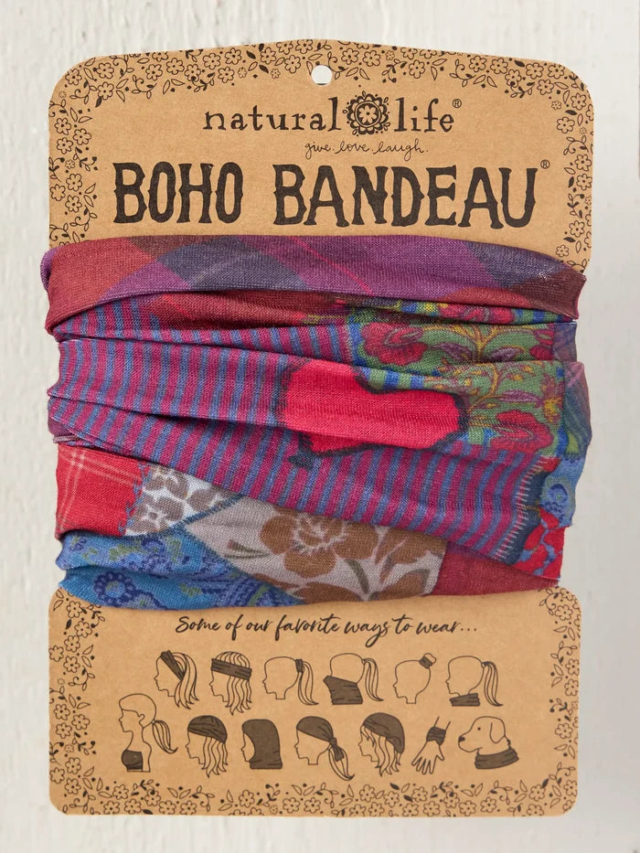 Full Boho Bandeau® Headband - Aspen Patchwork Burgundy-view 1