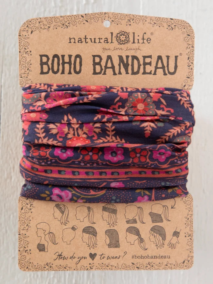 Full Boho Bandeau® Headband - Willow Medallion Indigo-view 1