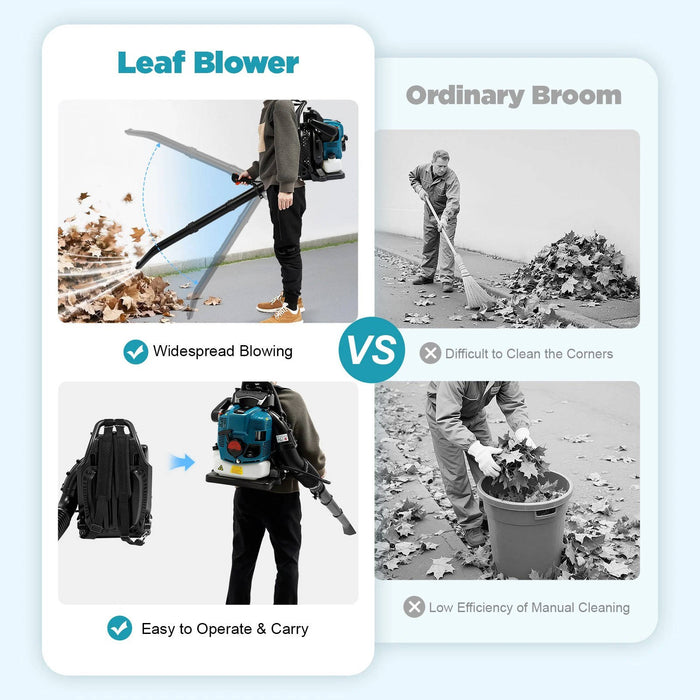 Gas Backpack Leaf Blower 2.6KW 2 Stroke Engine Snow Lawn Debris Blower