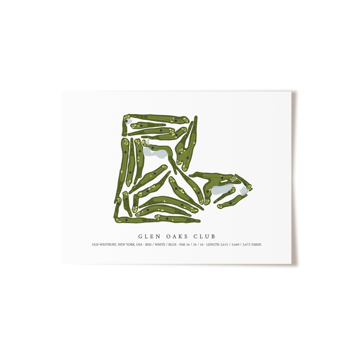 Glen Oaks Club | Golf Course Map | Unframed