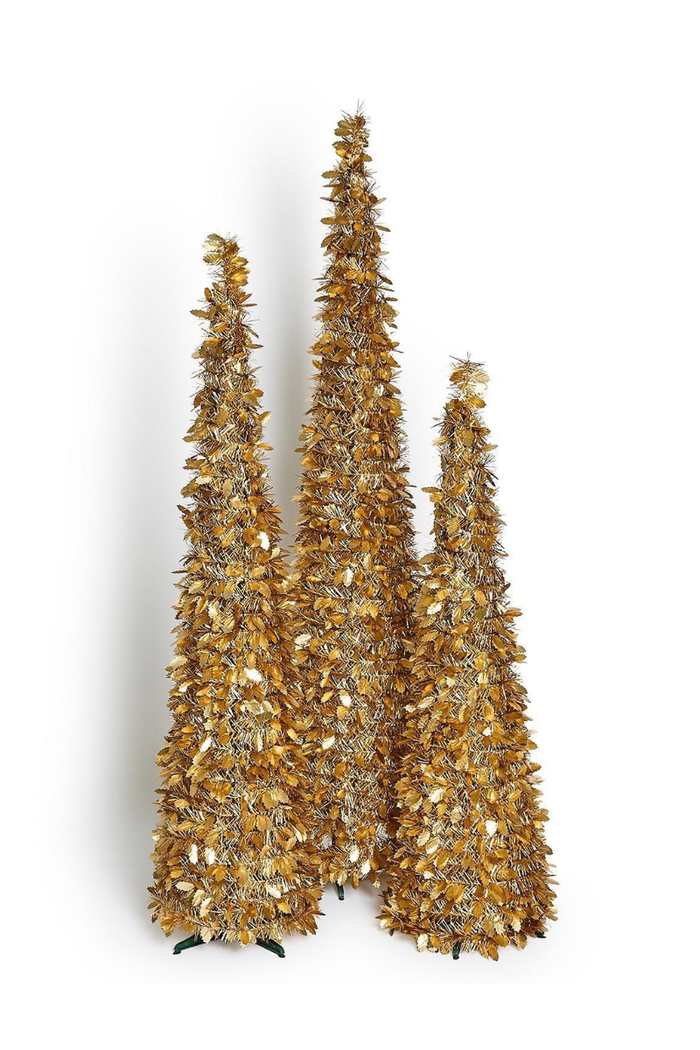Golden Glow Tinsel Christmas Trees