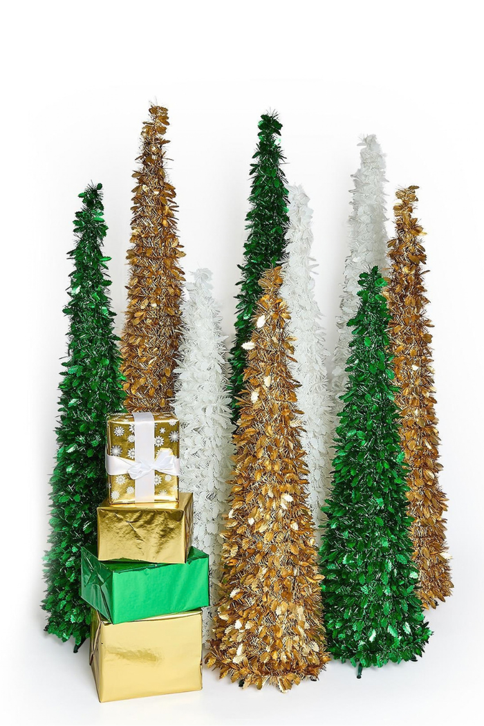 Golden Glow Tinsel Christmas Trees