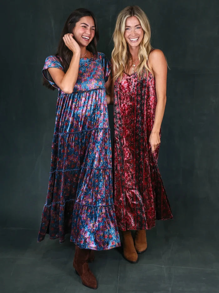 Gracie Velvet Slip Maxi Dress - Botanical Mocha-view 2